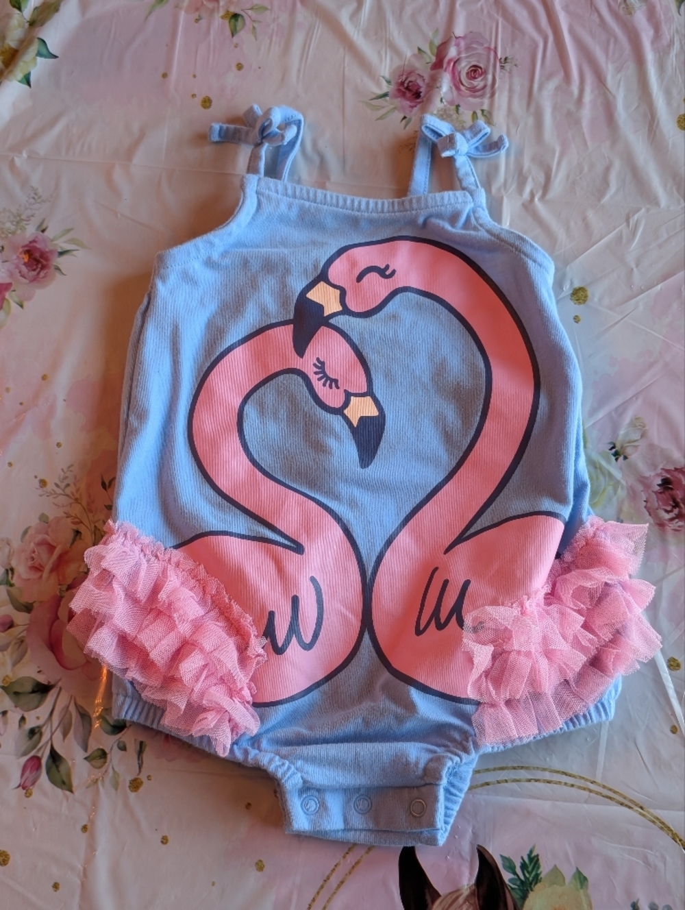 Cat & Jack Flamingo Bubble Romper Bodysuit/ Infant 3-6 Months